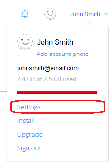 Dropbox Settings Dropbox Settings
