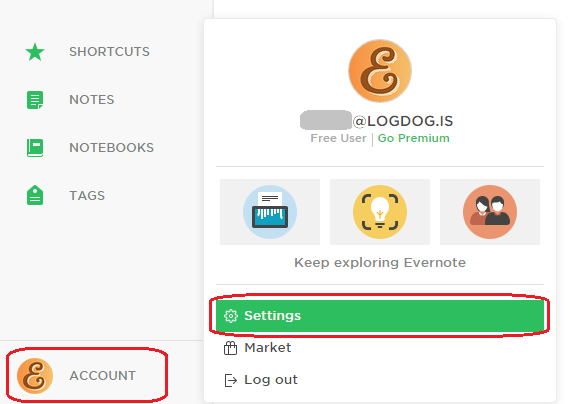 Evernote Settings Evernote Settings