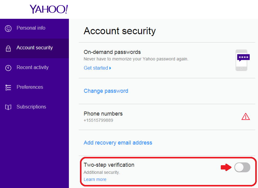 Yahoo Two-Step Verification Yahoo Two-Step Verification