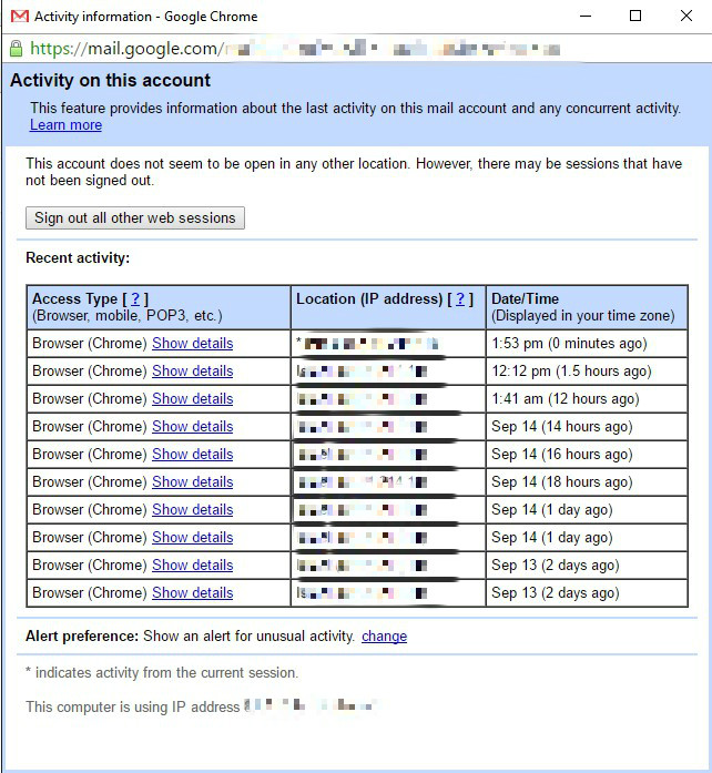 accounts activity - youtube account hacked